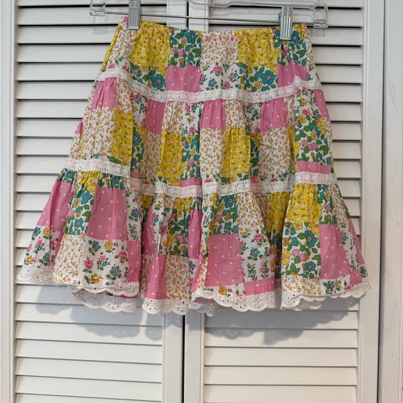 Mini Boden Colorful Patchwork Skirt - Pink, Yellow, Green - Picture 6 of 8